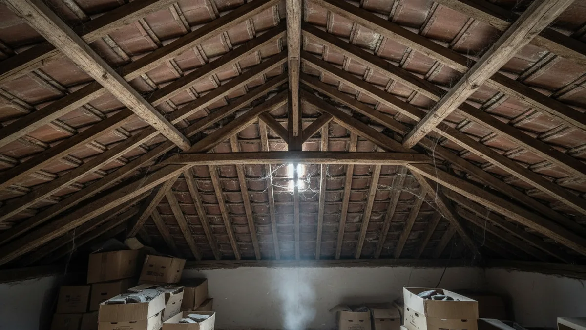 Buhardilla sin aislamiento — pérdida de calor por el tejado