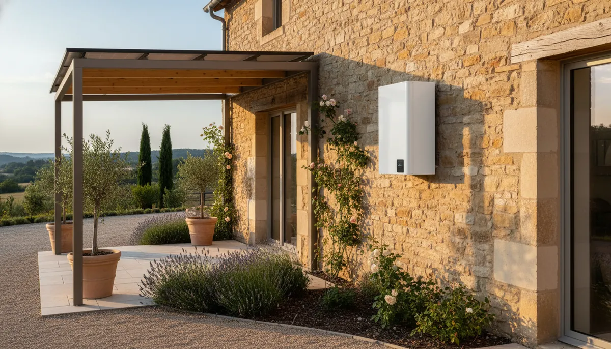 Installation de pompe à chaleur sur une maison française — Pergola solaire